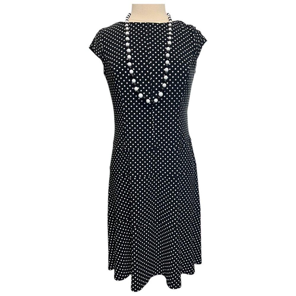 Black and white polka dotted dress
